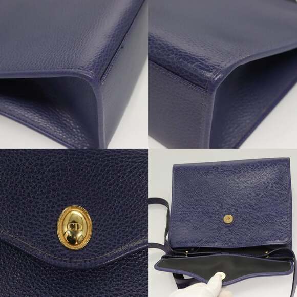 DIOR Hand Bag Leather Gold Purple Gray - Picture 11 of 13